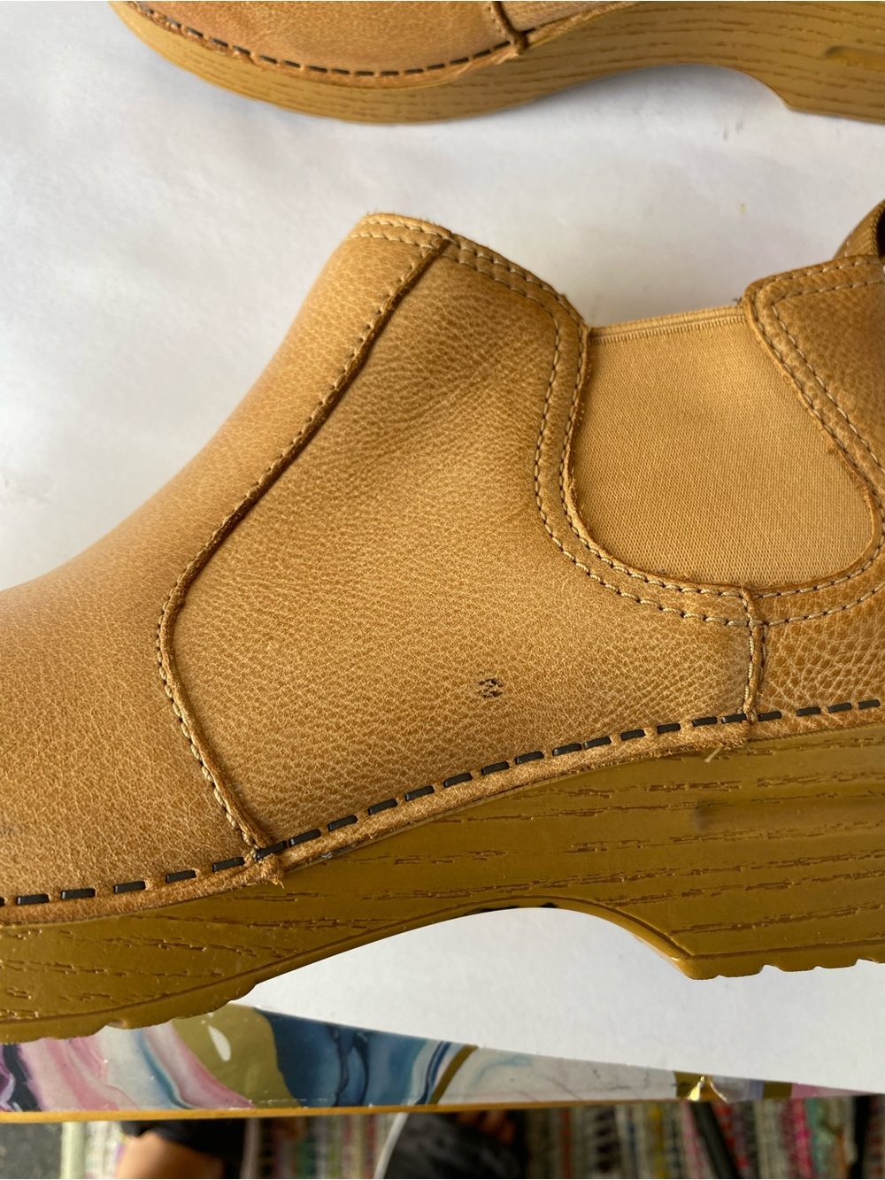 Dansko Frankie Honey Tan Leather Chelsea Clog Ankle Boots Size 39/8.5 - Picture 10 of 11
